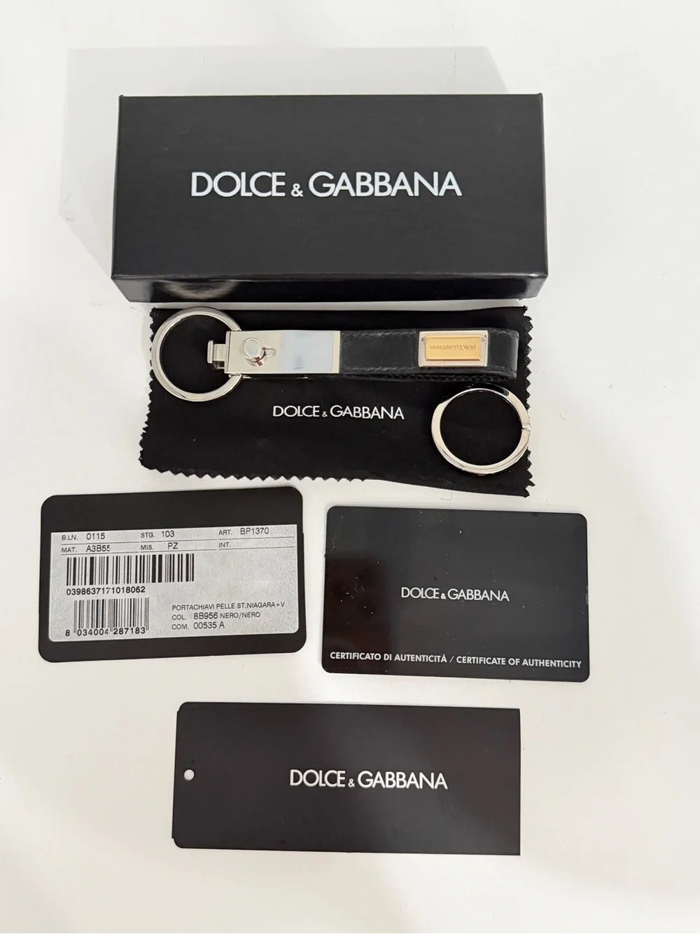 Dolce & Gabbana BP1370 Black Leather Valet Keychain Box Set
